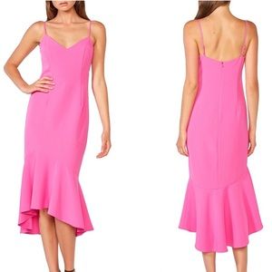 BARDOT DRESSES | LISANDRA MIDI DRESS IN PINK SHOCK SIZE 4 XS